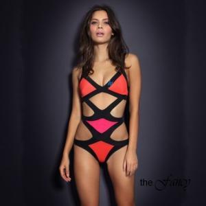 Sexy Cut Out Bandage One Piece Neon Color Monokini..